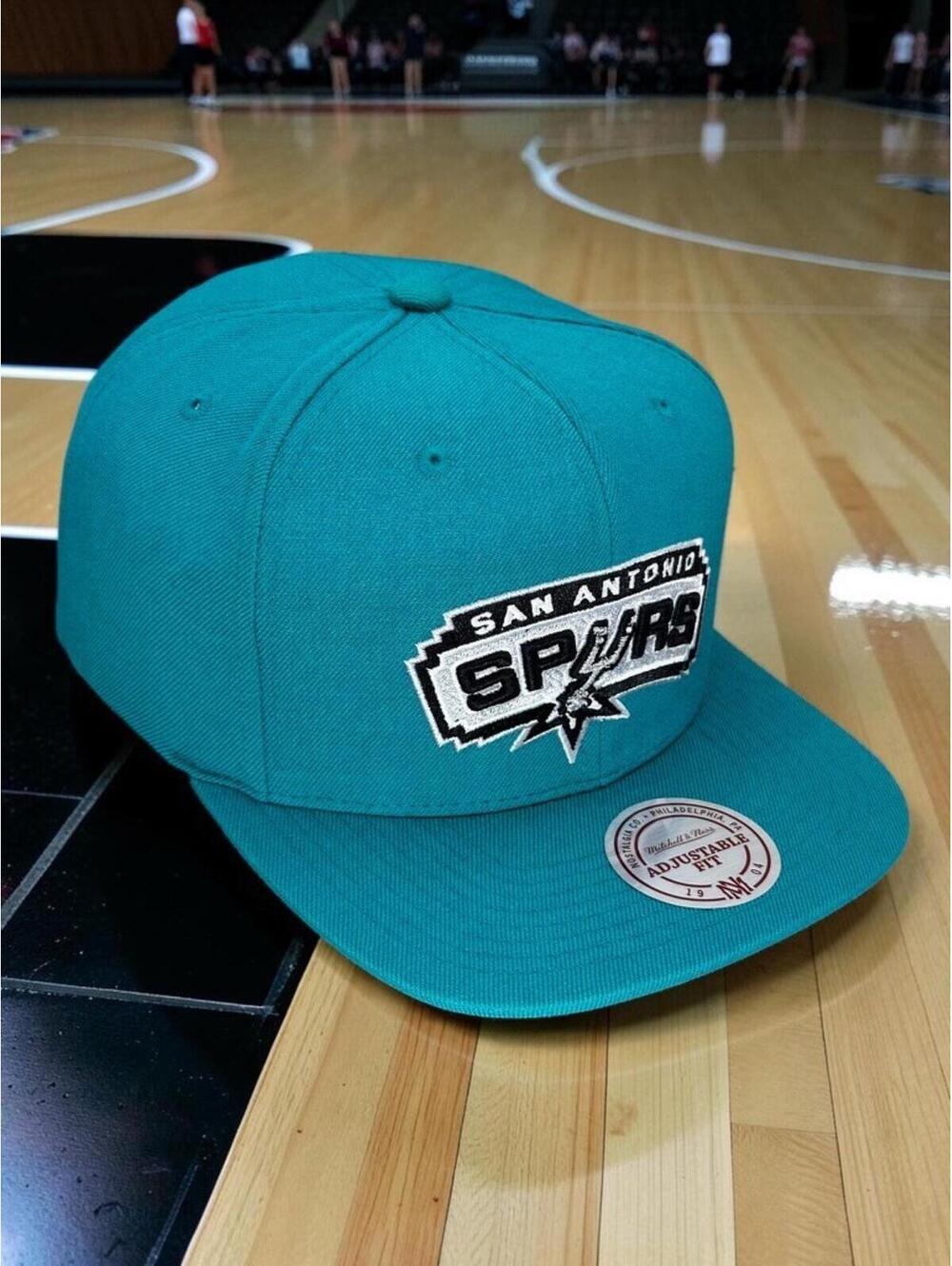 San Antonio Spurs Classic Silver & Black Logo Adjustable Fit M&N Teal Snapback
